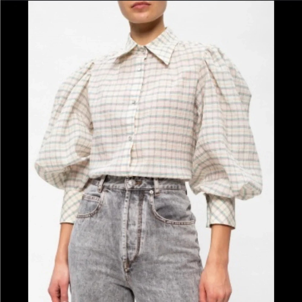 Isabel Marant Fanua plaid button down blouse